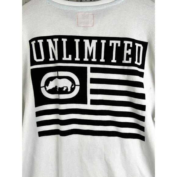 Ecko Unlimited E72 Thermal Long Sleeve Y2k Style Shirt White Black Mens 2XL XXL‎ - Picture 9 of 9